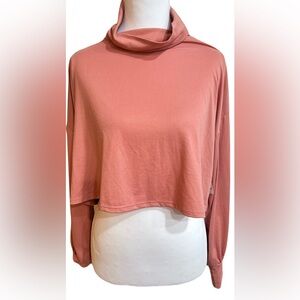 Apricot Lane Pink Crop Top Turtleneck Small NWT